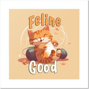 Feline Good (Orange Tabby Cat) Posters and Art